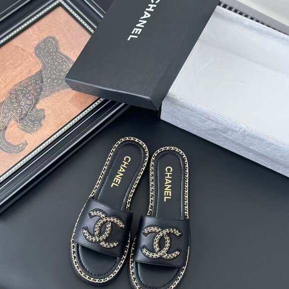 CHANEL Shoes - Black with Silver  Chanel Slide